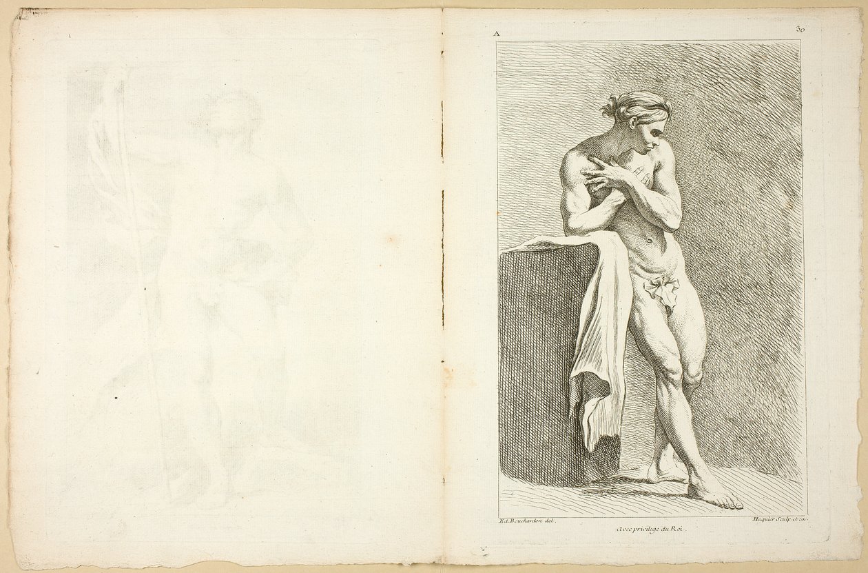 Figure (recto and verso), from Premier livre de figures d’Academies gravées en Partie par les Professeurs de l’ Académie Royale by Gabriel Huquier