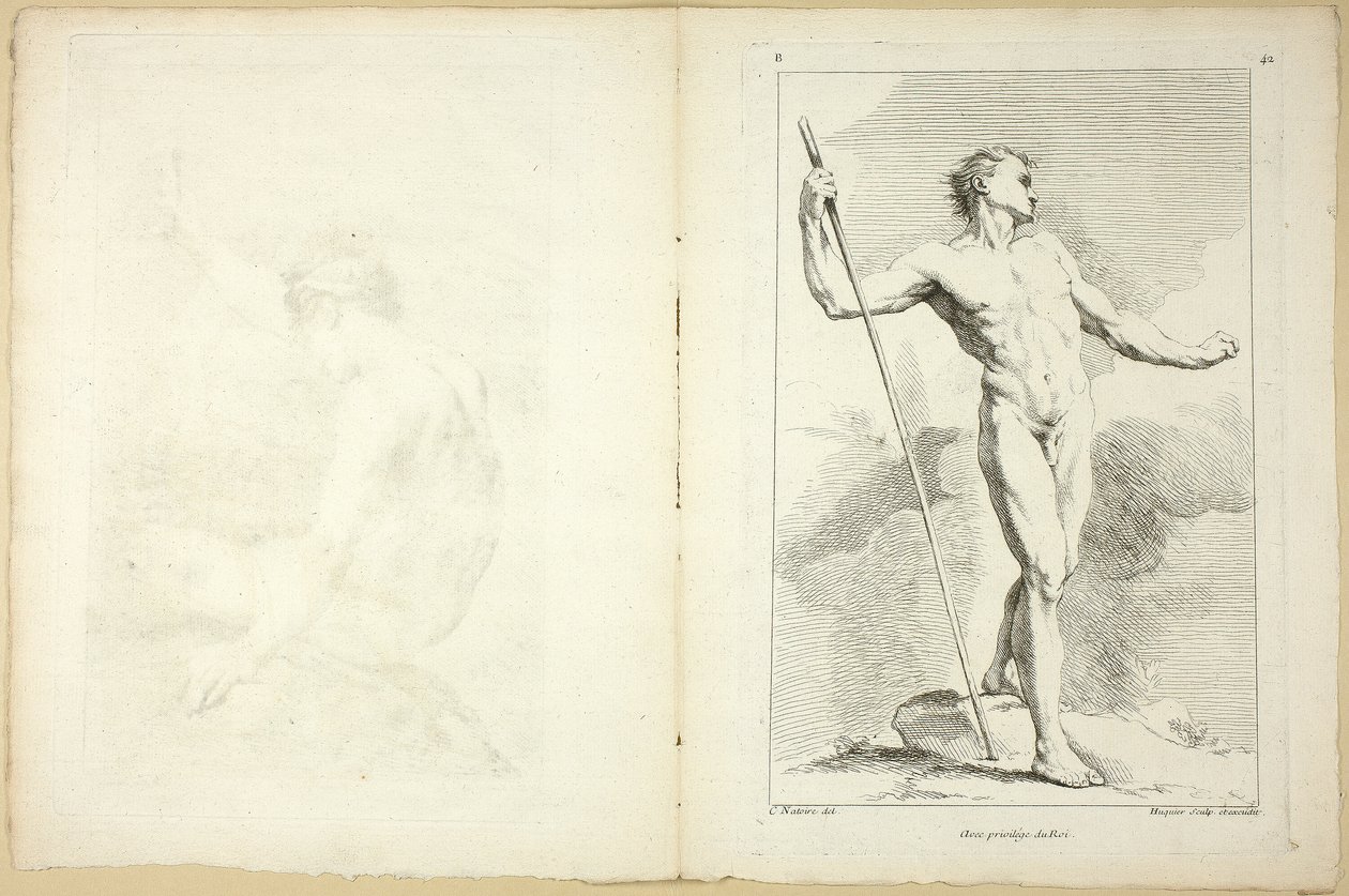 Figure (recto and verso), from Second Book of Academy Figures Engraved in Part by the Professors of the Royal Academy by Gabriel Huquier