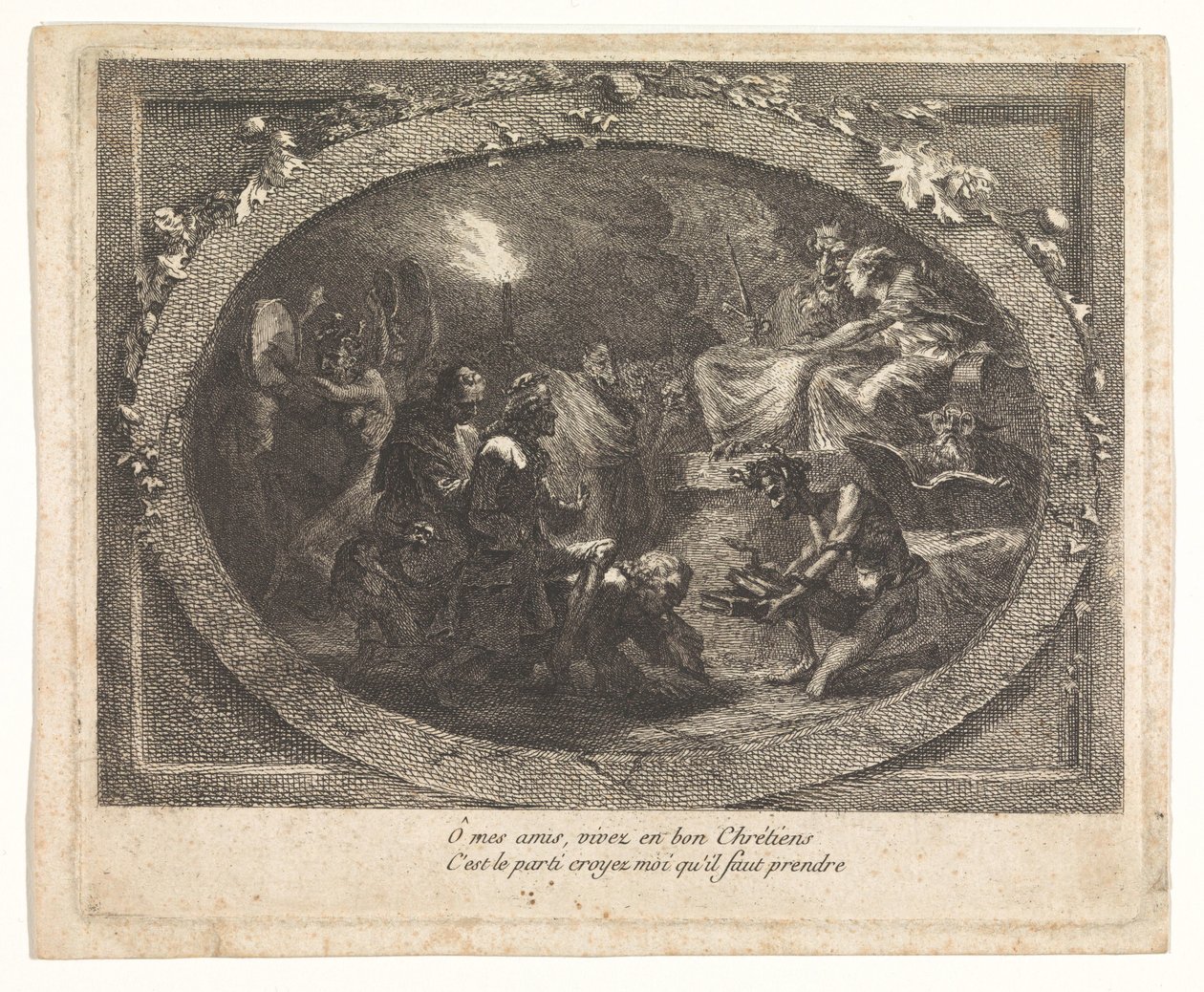Voltaire Arriving in Hell by Gabriel Jacques de Saint Aubin (school of)