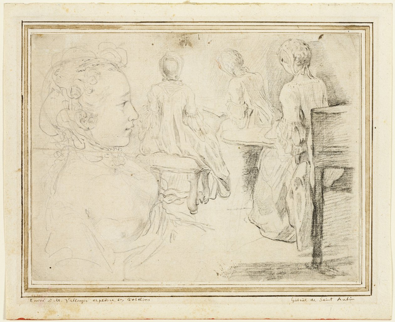 Four Views of a Young Woman by Gabriel Jacques de Saint Aubin