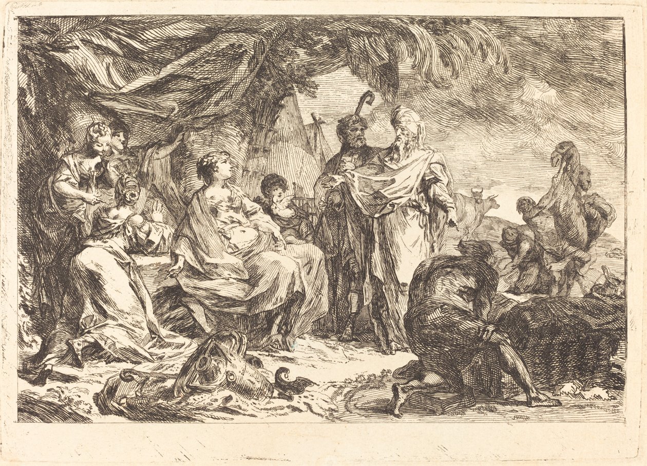 Laban Searching for His Gods by Gabriel Jacques de Saint Aubin