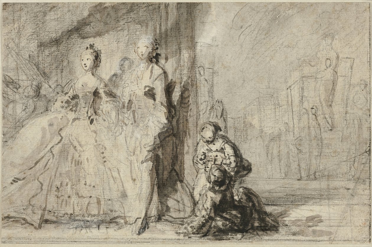 The Promenade on the Boulevard by Gabriel Jacques de Saint Aubin