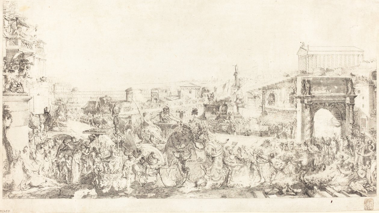 Triumph of Pompey in Rome by Gabriel Jacques de Saint Aubin