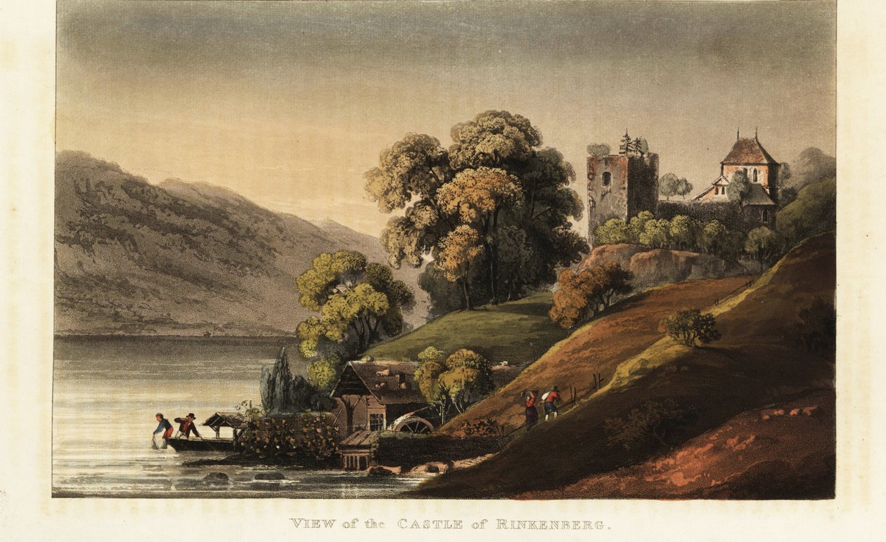 Ruins of the medieval Ringgenberg Castle on Brienz Lake, Canton of Berne, Switzerland by Gabriel Ludwig (after) Lory