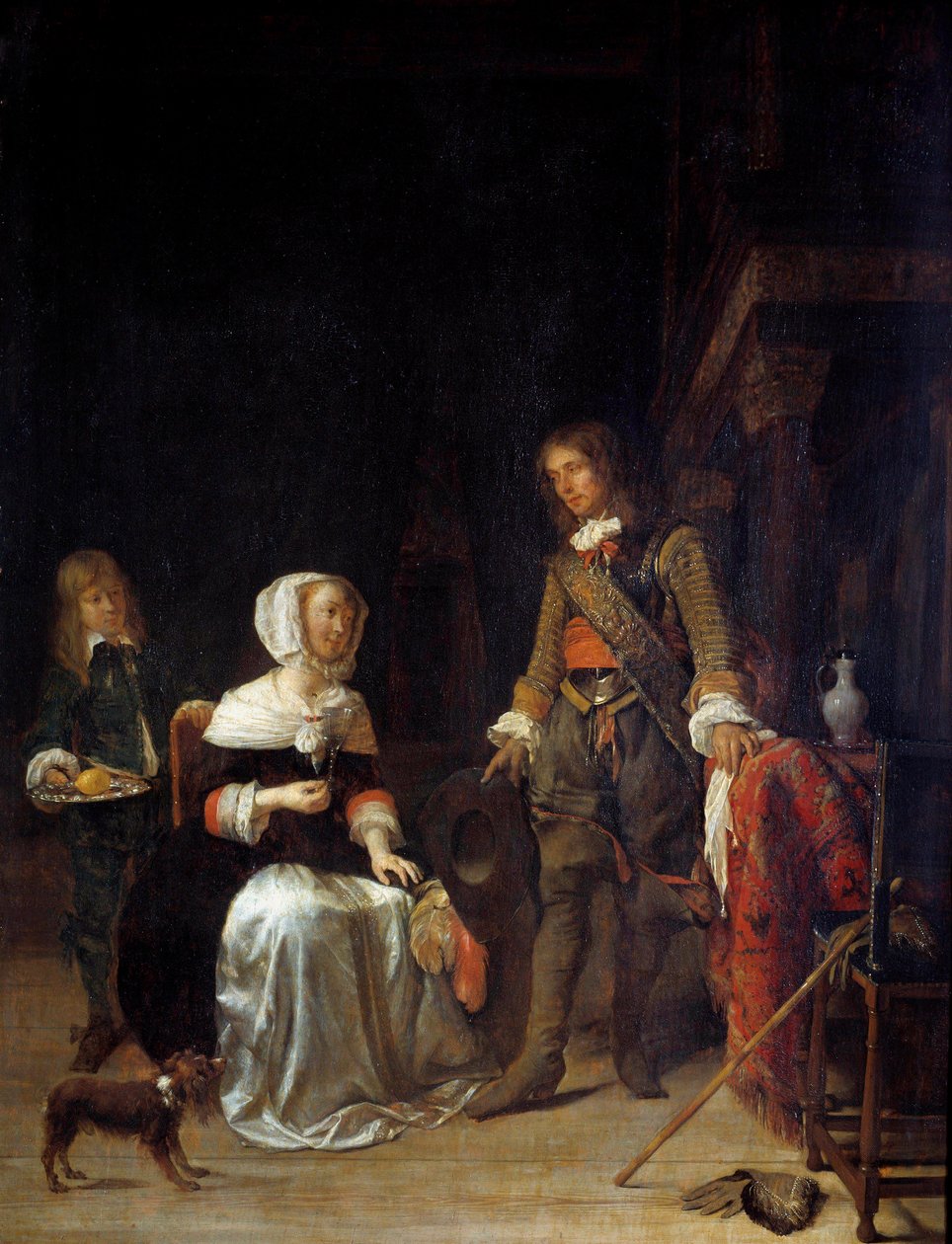 A soldier visiting a young girl by Gabriel Metsu