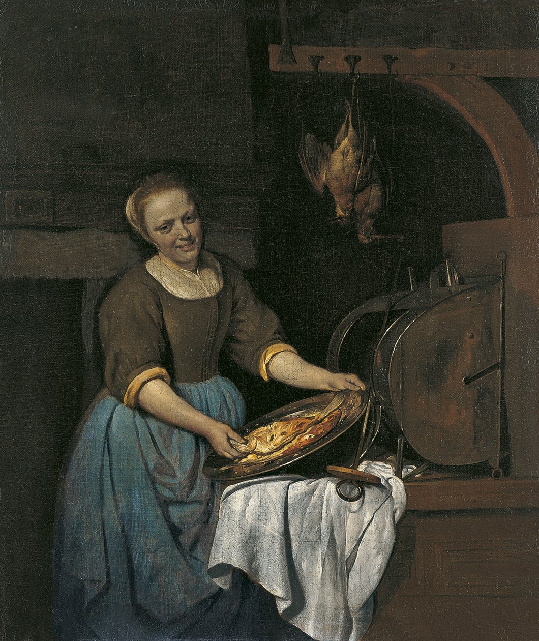 Kitchen Maid Preparing Fish by Gabriel Metsu