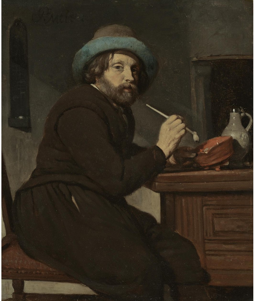 Smoker Seated at a Table by Gabriel Metsu