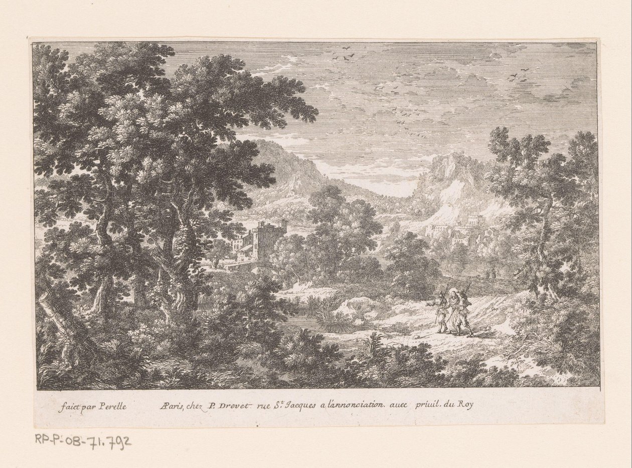Christ and the Disciples at Emmaus (Landscapes with Biblical Scenes) by Gabriel Perelle