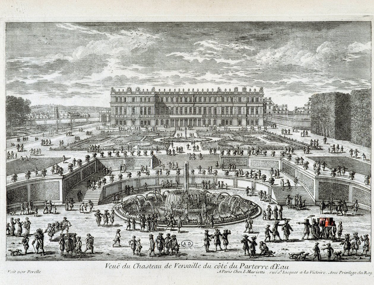 View of the Chateau de Versailles from the side of the waterbed - by Perelle, late 17th century by Gabriel Perelle