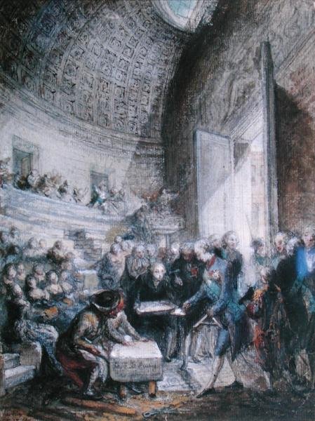 Louis XVI (1754-93) Laying the First Stone of the Royal Academy of Surgery by Gabriel de Saint Aubin