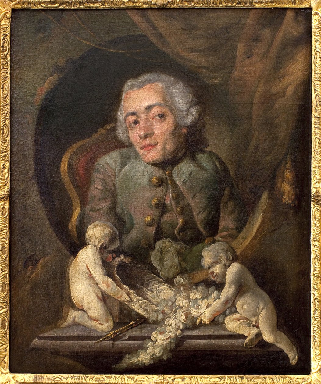 Portrait of a hunchback artist. Painting by Gabriel Jacques de Saint Aubin (1724-1780). Musee des Beaux Arts de Rouen by Gabriel de Saint Aubin