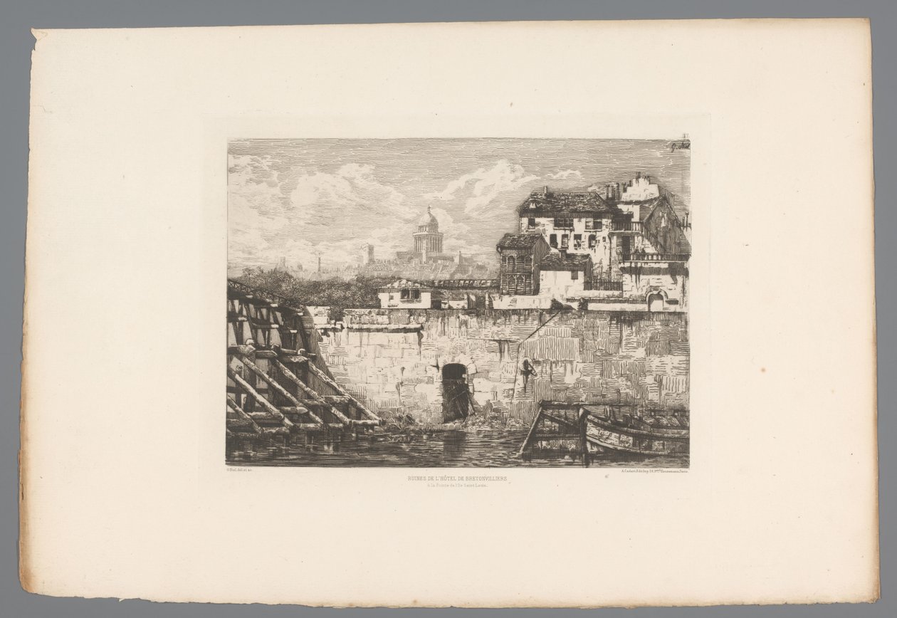 View of the Ruin of the Hôtel de Bretonvilliers (series title: French Etchings from 1875, L