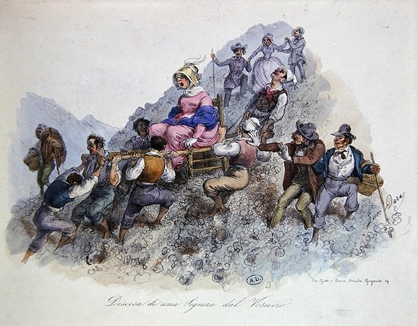 A Tourist Descending from Mount Vesuvius, c.1830 by Gaetano (after) Dura