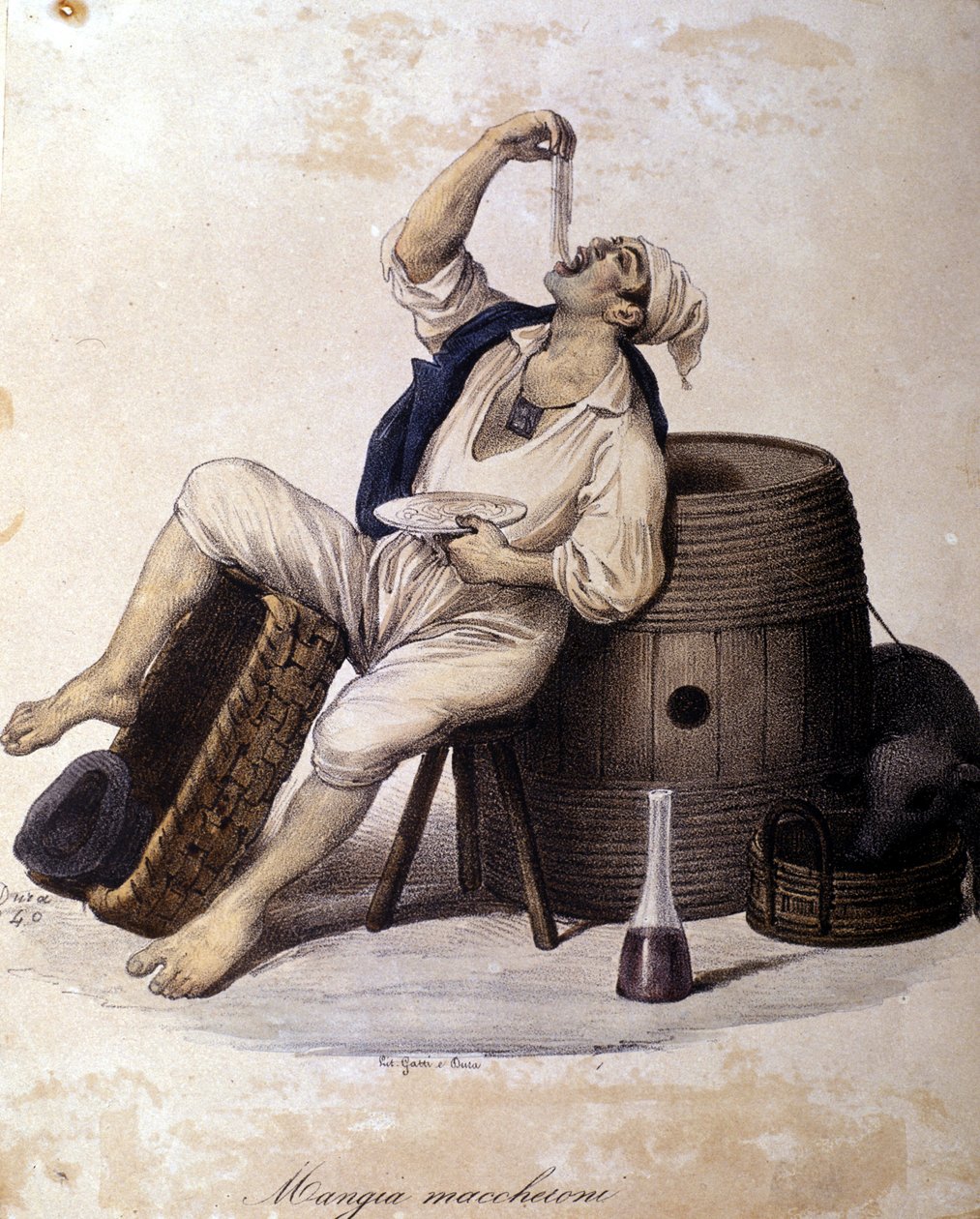 Neapolitan Eating Maccheroni by Gaetano Dura