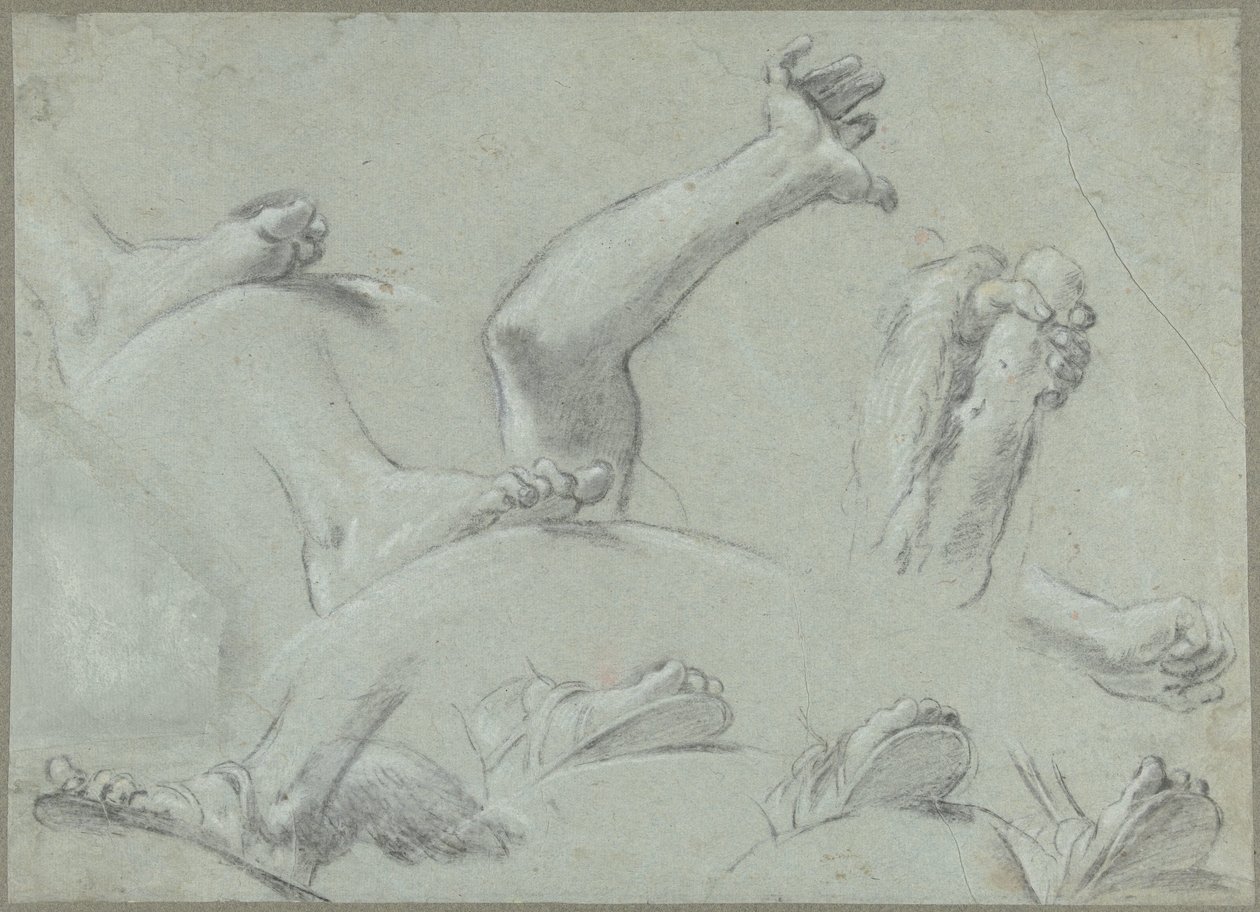 Sketch Sheet with Studies of Feet, Hands, and an Arm by Gaetano Gandolfi