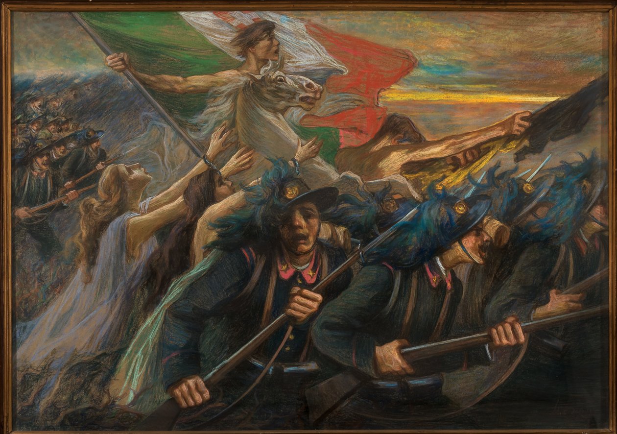Trento and Trieste, The Charge of the Bersaglieri (riflemen) by Gaetano Previati