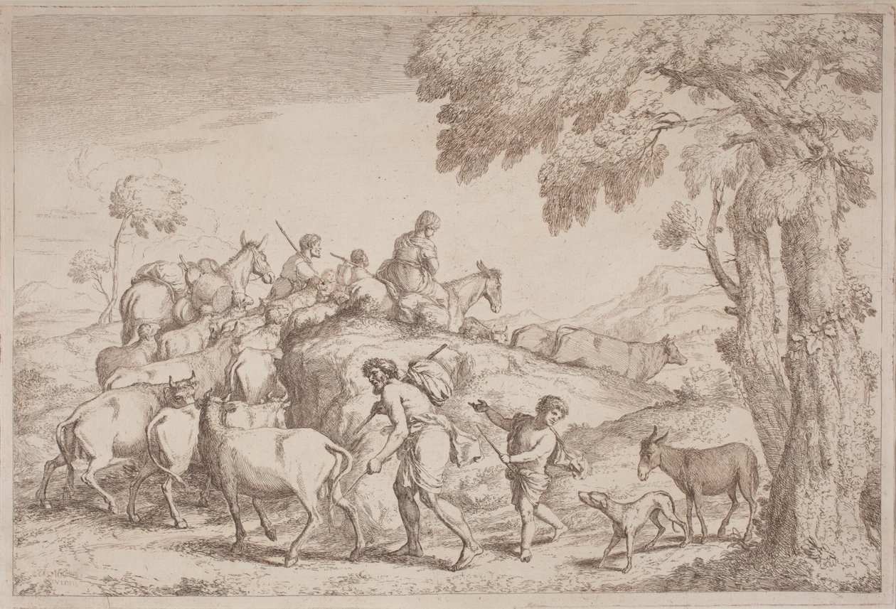 An Elderly Shepherd Seen from Behind by Gaetano Zompini, after Giovanni Benedetto Castiglione