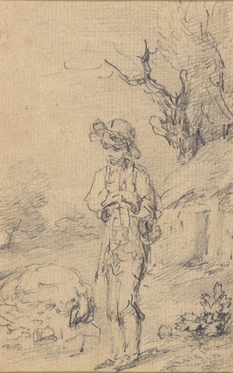 Boy standing by a cottage by Gainsborough Dupont