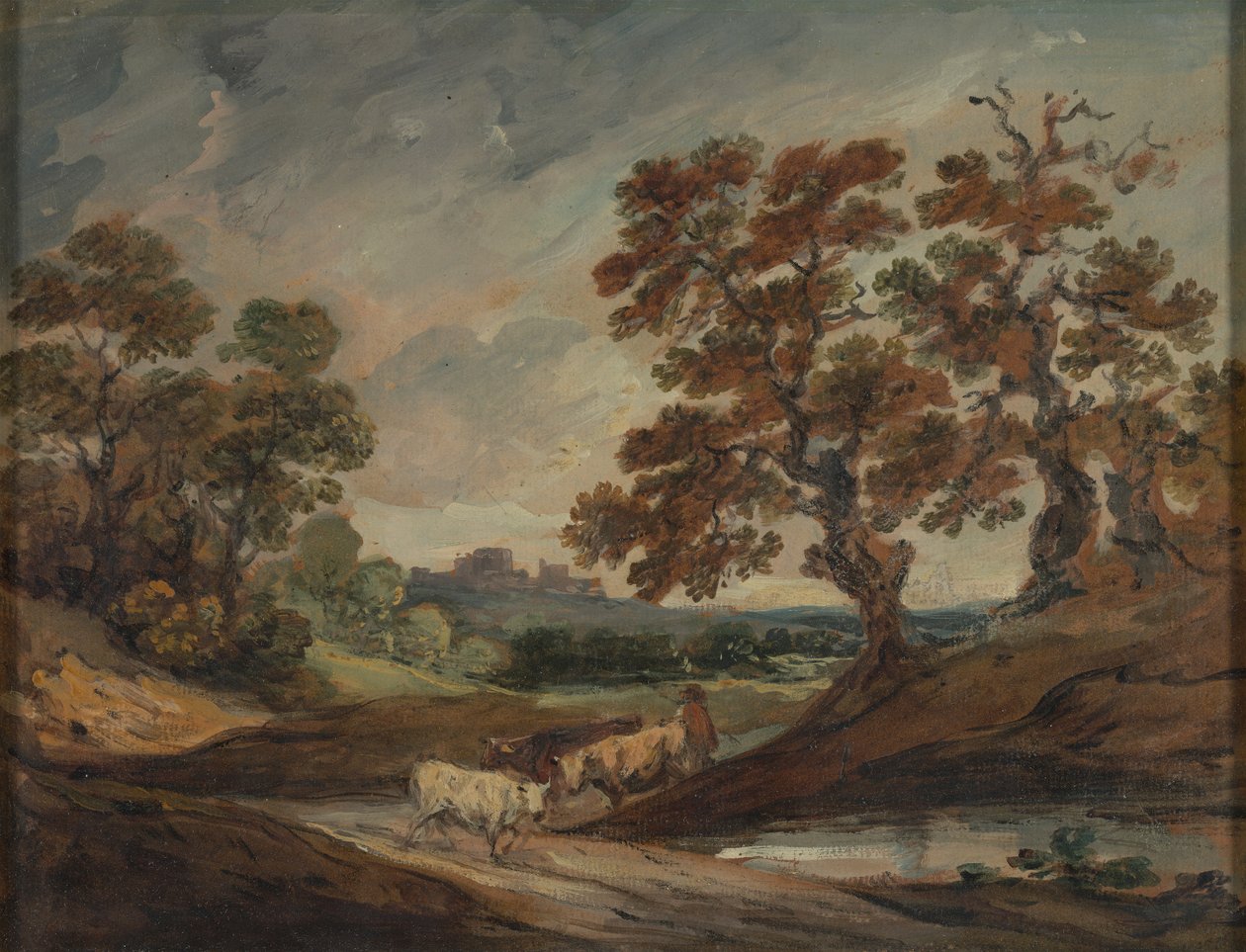 Landscape: Three Cows in Center Foreground by Gainsborough Dupont