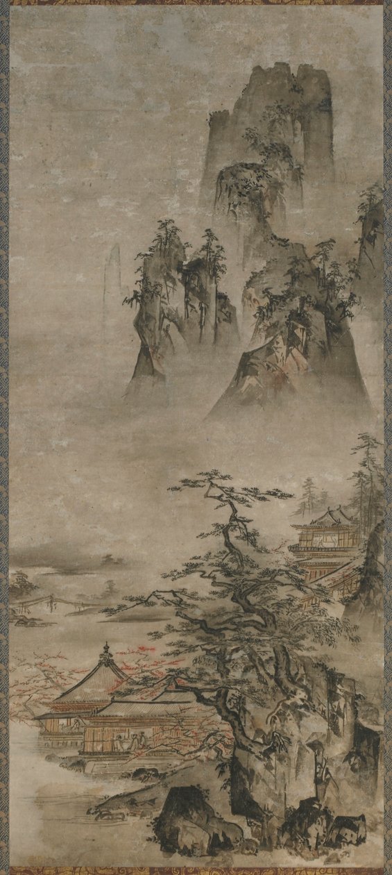 Landscape: Mountains, Stream and Houses by Gakuo Zokyu