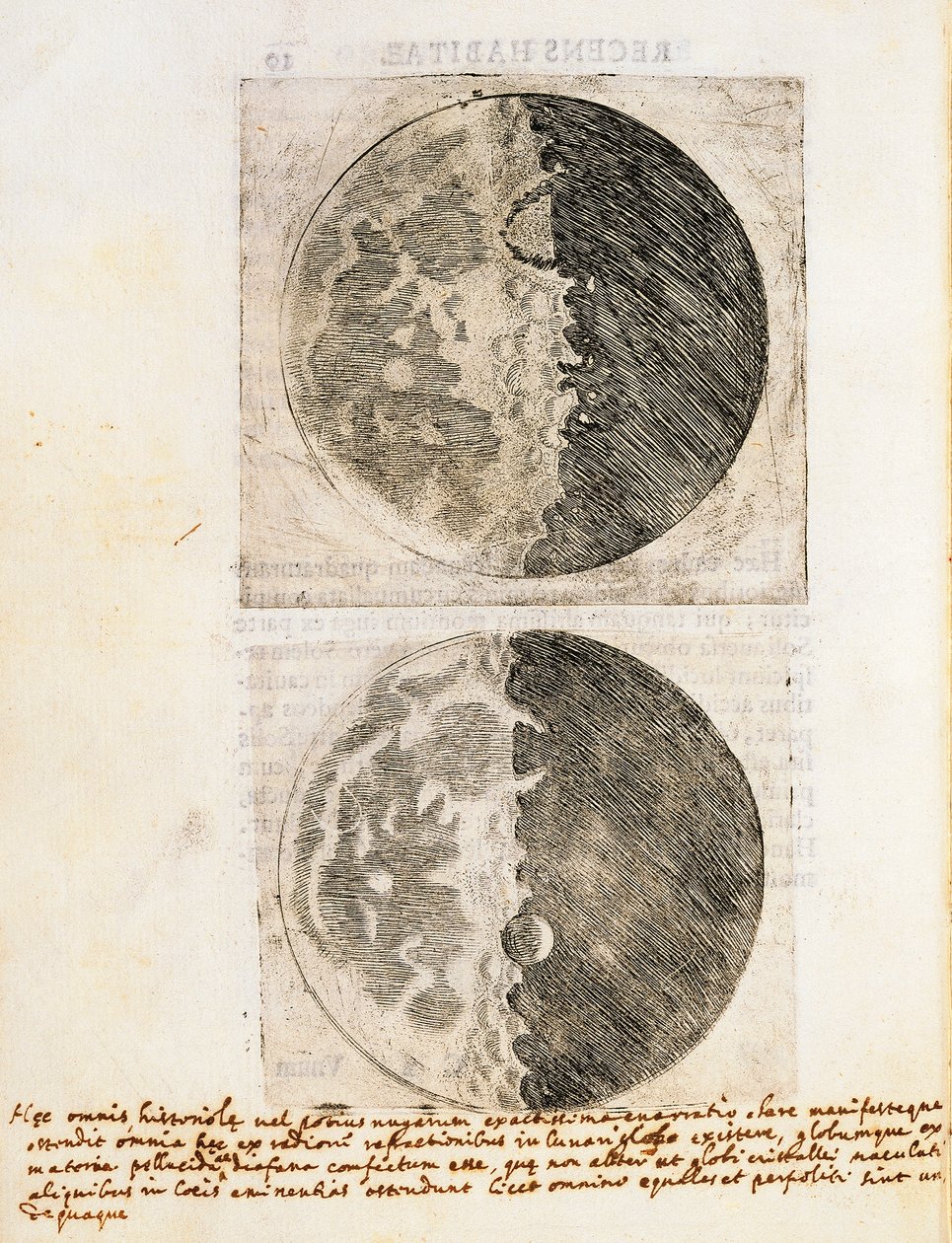 Starry Messenger with drawings of the phases and surface of the Moon by Galileo Galilei