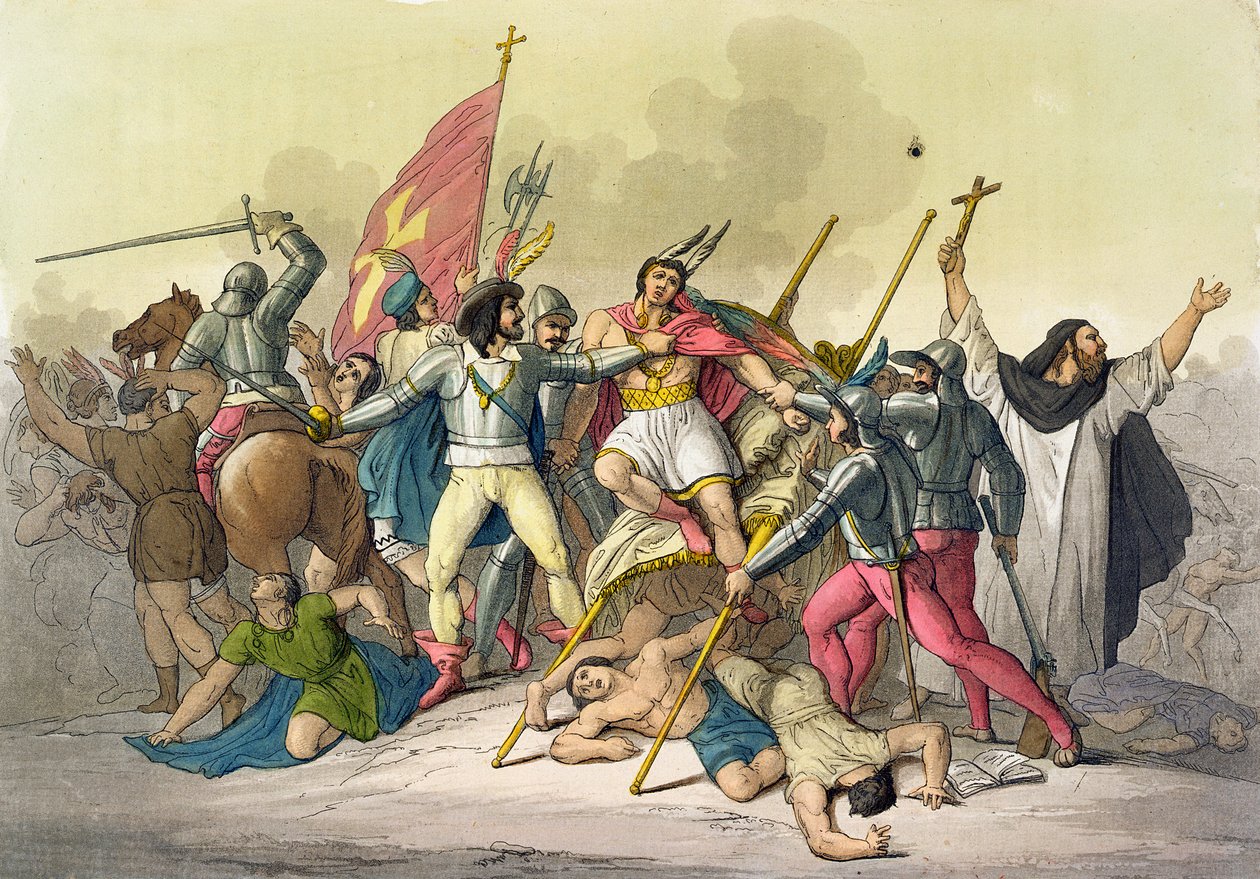 Fight Between Local Indians and Conquistadors by Gallo Gallina