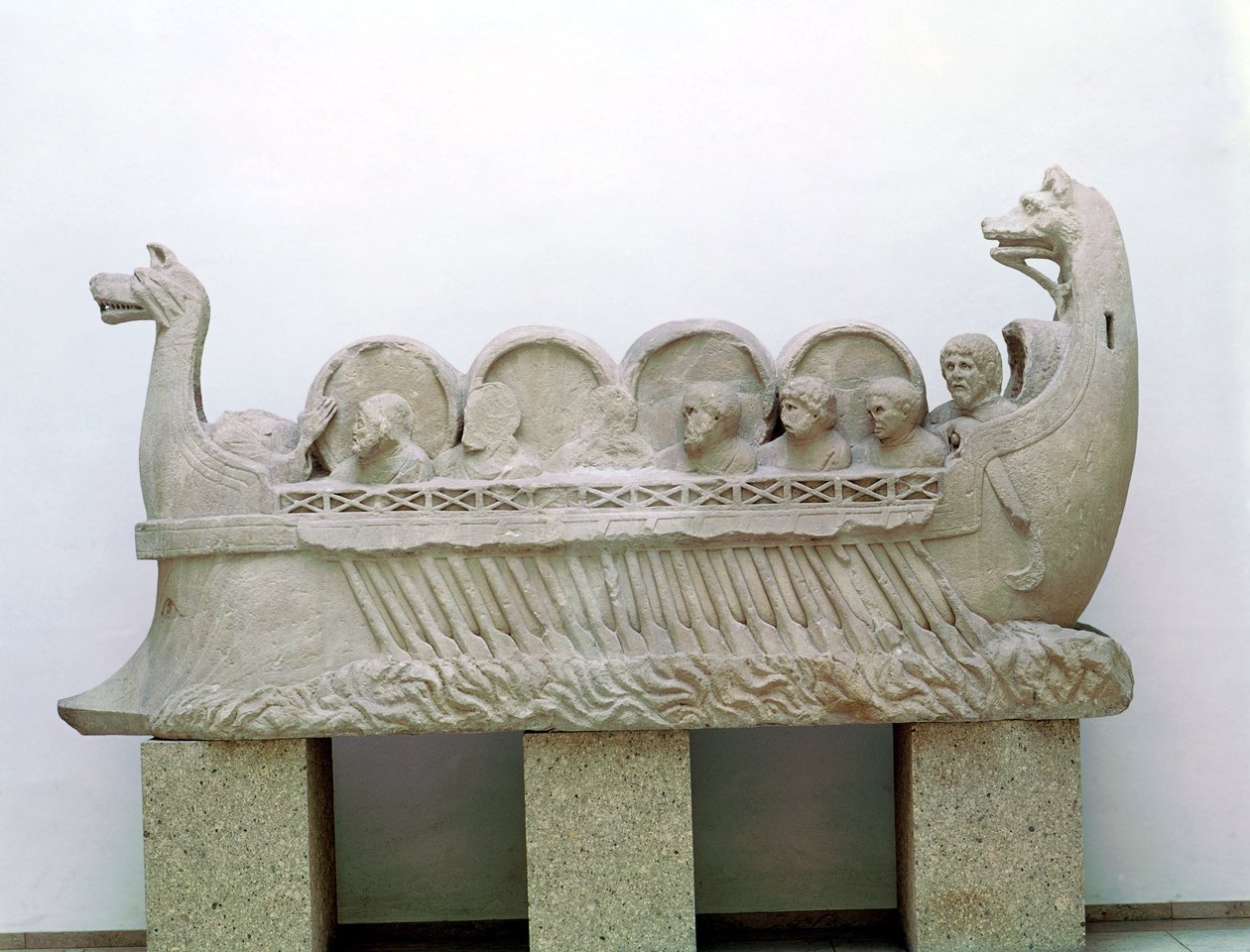 Model of a Ship Transporting Wine on the Moselle, from Neumagen by Gallo Roman