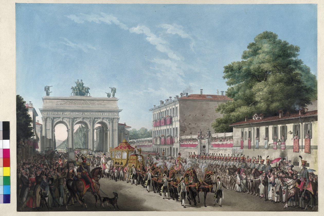 Entry of Emperor Franz I in Milan on 10th May 1825 by Gallo Gallina