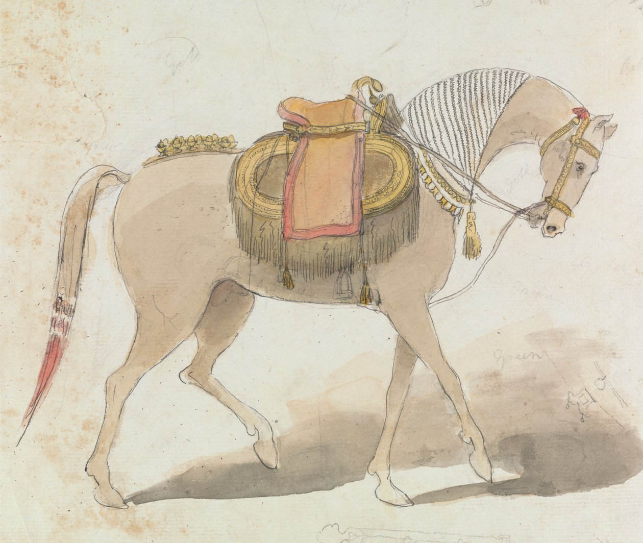 Elaborately Saddled Horse by Gangaram Chintaman Tambat