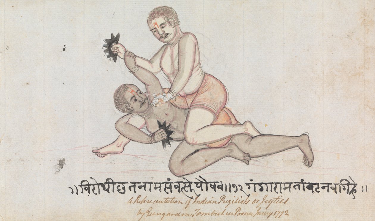 Two Jeyties Wrestling by Gangaram Chintaman Tambat