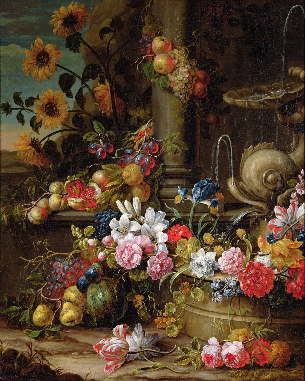 Still Life of Fruit and Flowers by Gaspar Pieter II Verbruggen