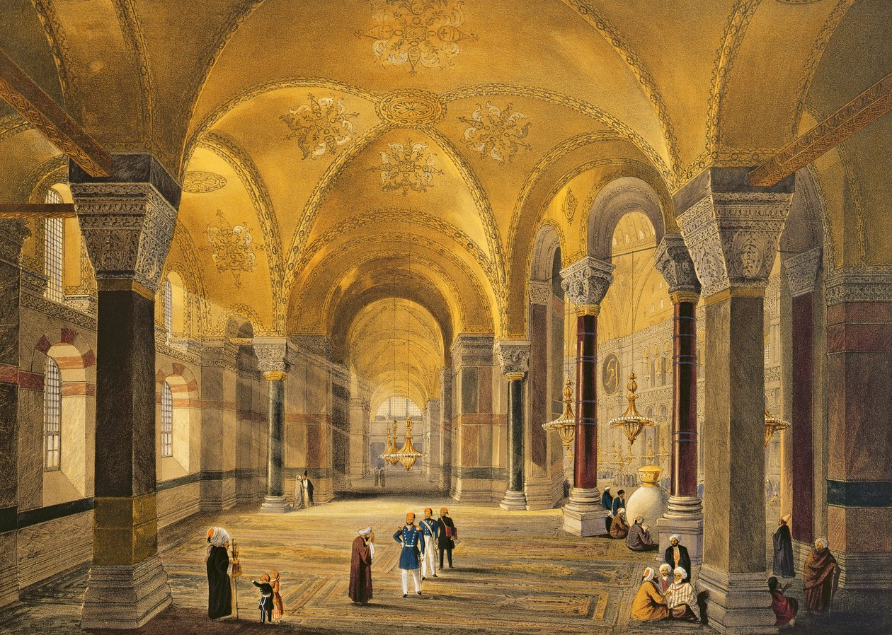 Haghia Sophia, plate 12: the Meme Gallery in the South West Corner, engraved by Louis Haghe, published 1852 by Gaspard Fossati