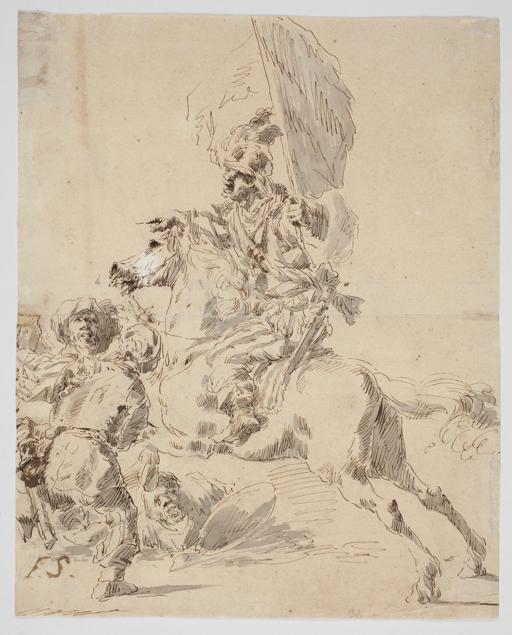 Horseman and Orientals Fighting by Gaspare Diziani