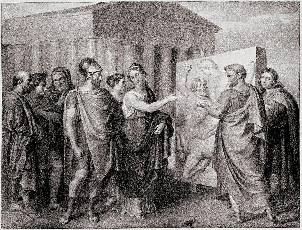 Athenian politician Pericles (495-429 BC) and Aspasia his companion direct Phidias