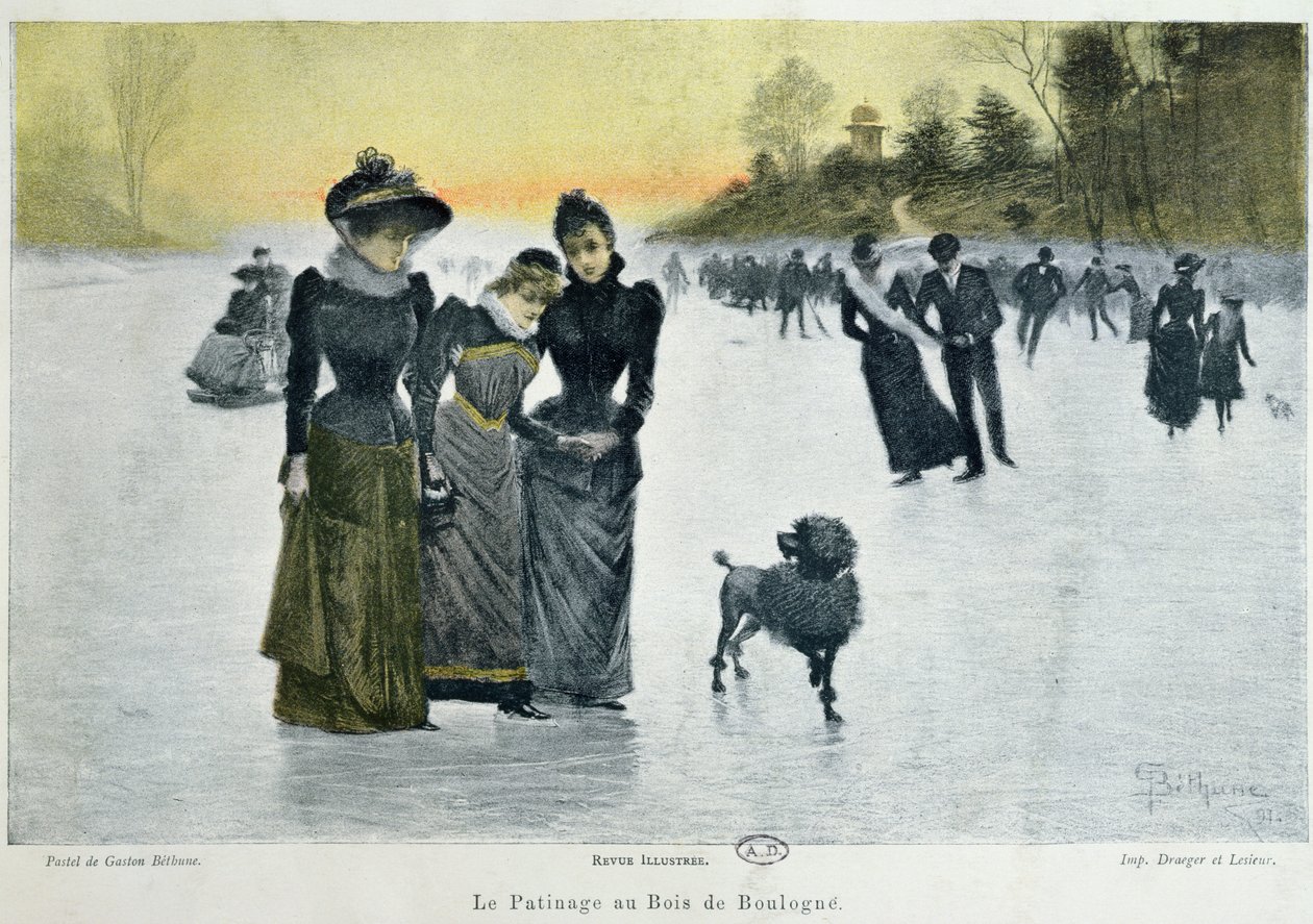 Skating in the Bois de Boulogne, 1891 by Gaston Bethune