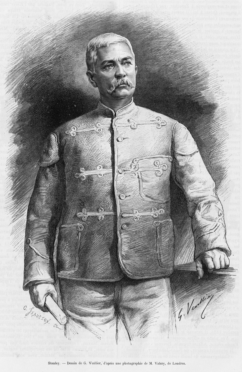 Portrait of Henry Morton Stanley (ne John Rowlands) journalist and explorer. Engraving by G.Vuillier, to illustrate the story 