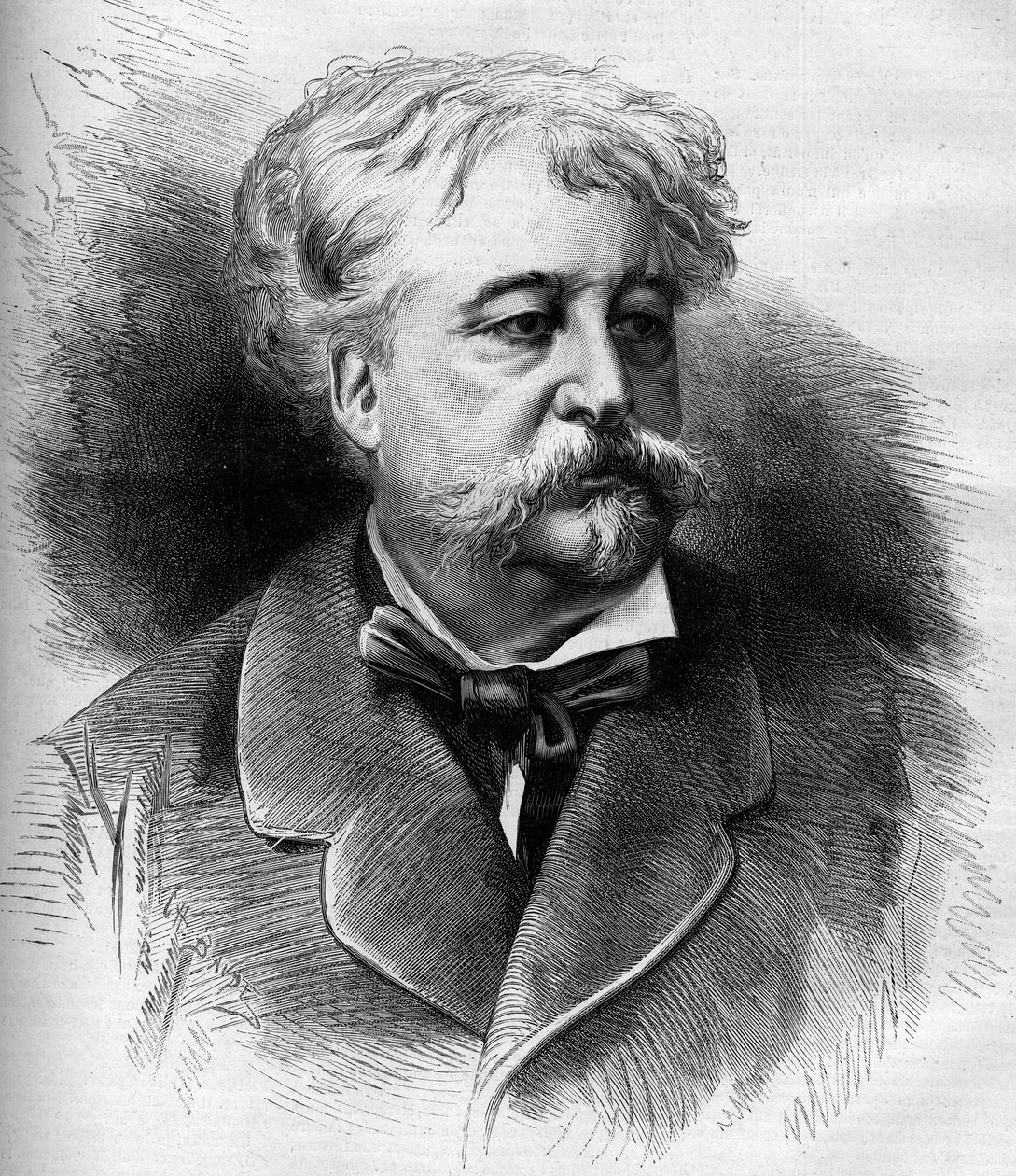 Portrait of Jules Noriac (1827-1882) French writer, critic and journalist. Engraving by G. Vuillier in 