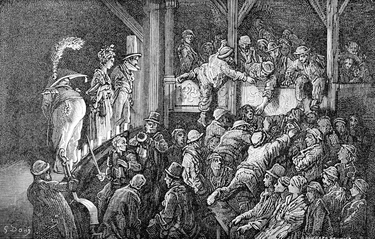 The Penny Gaff, 1872 by Gauchard Brunier