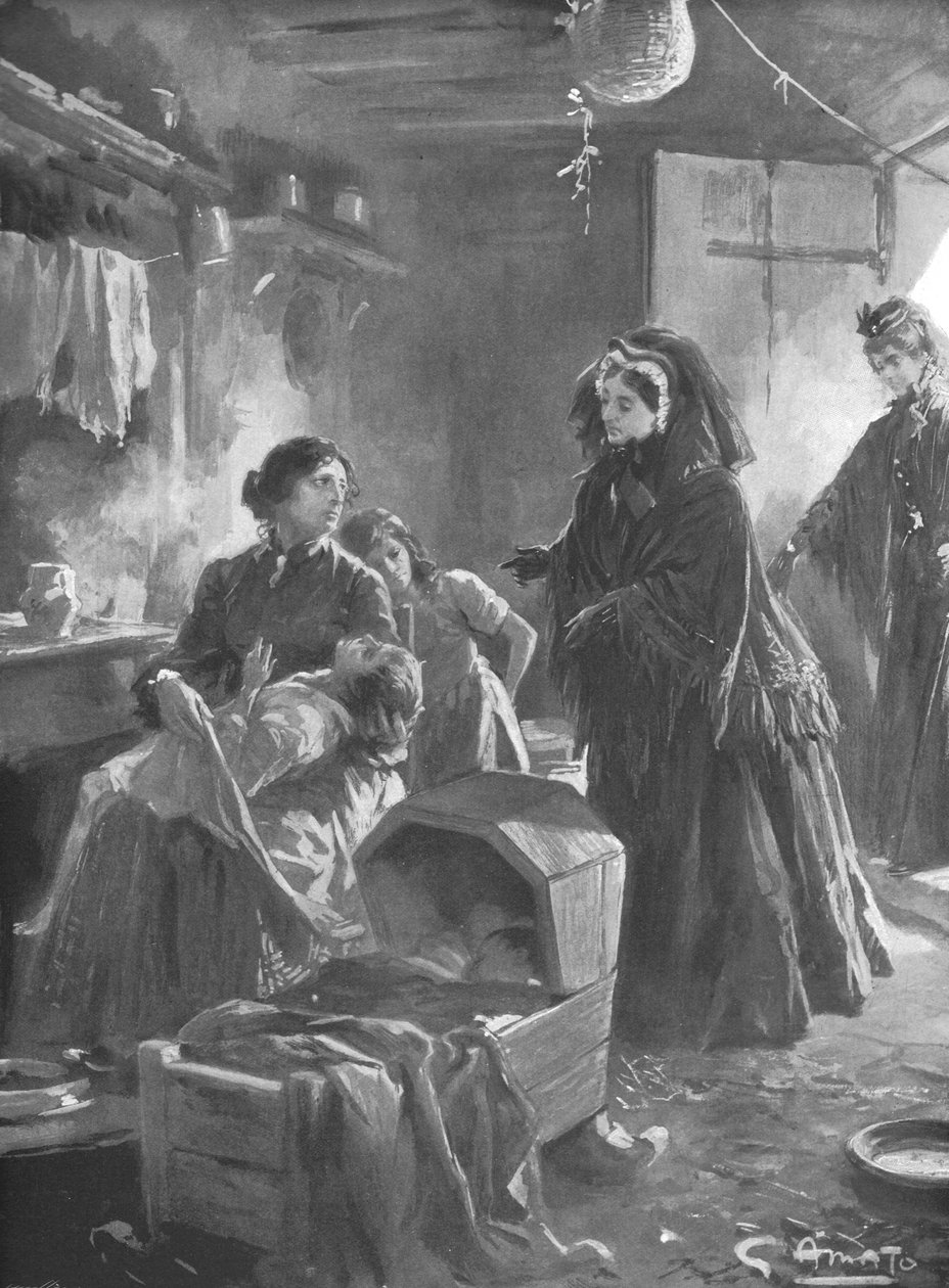 Queen Victoria and the Poor: Her Majesty Visiting a Cottage Home by Gennaro Amato