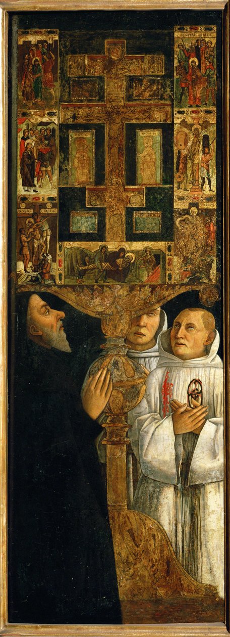 Cardinal Bessarion with Two Fathers of the Scuola della Carita at the Door of the Former Tabernacle by Gentile Bellini