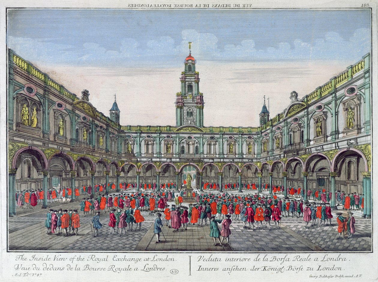 The Inside View of the Royal Exchange, London by Georg Balthasar Probst