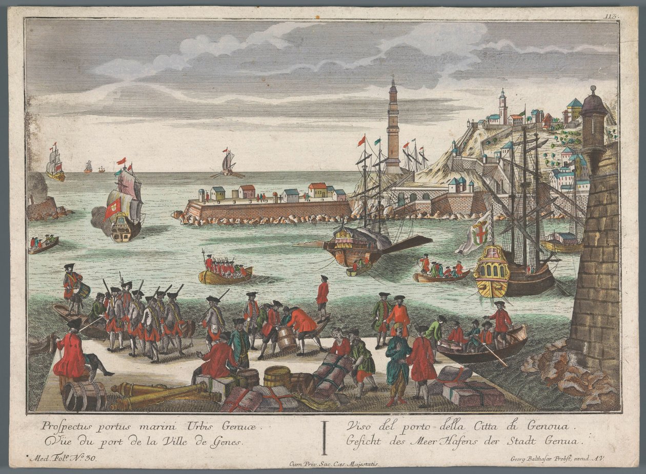 View of the Harbor in Genoa by Georg Balthasar Probst