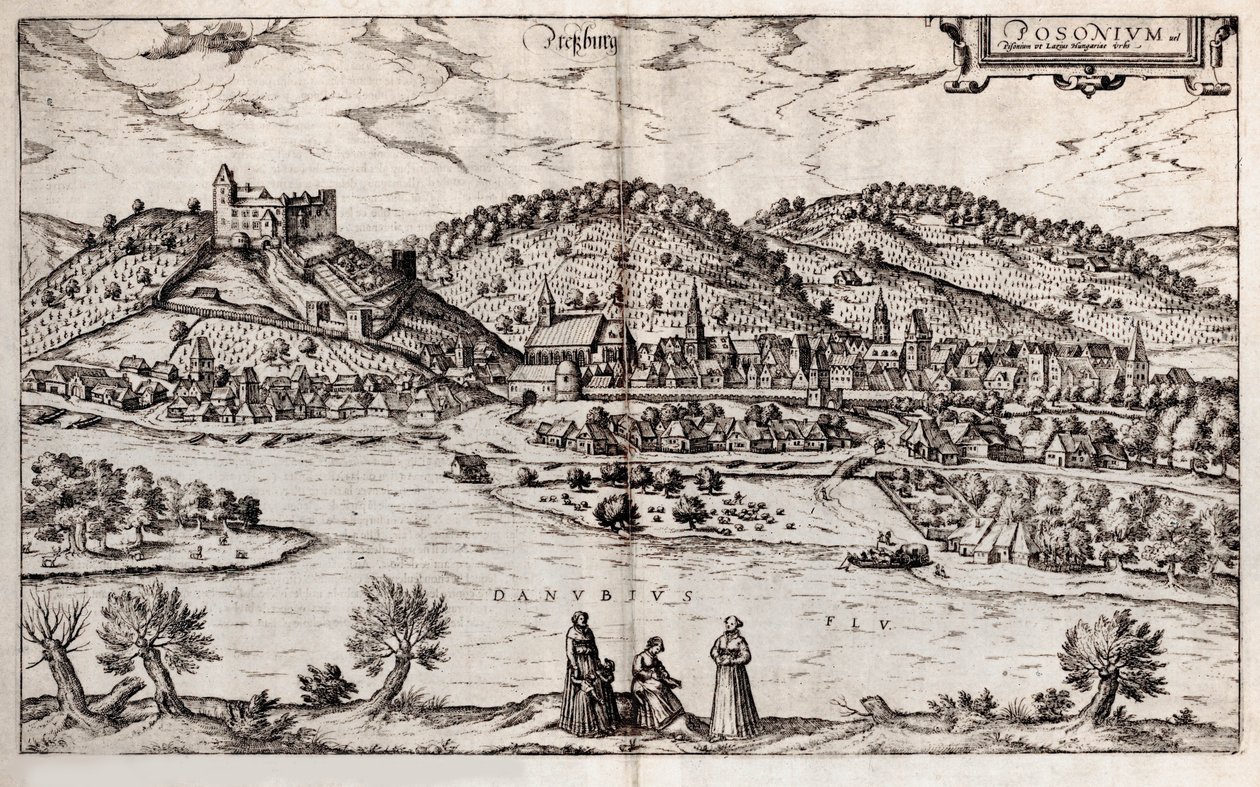 Pressburg Bratislava. From: Civitates Orbis Terrarium, 1588 by Georg Braun und Franz Hogenberg