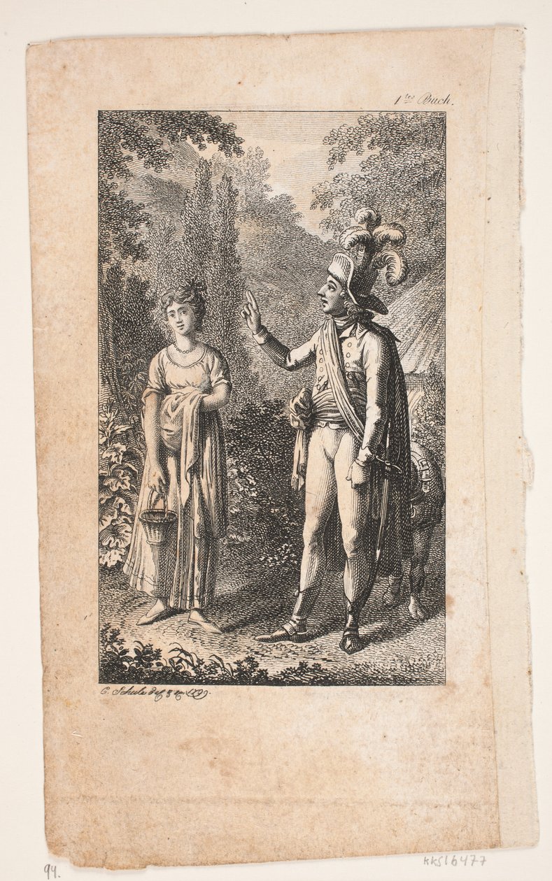 Illustration with Gentleman and Lady in Landscape by Georg Christian Schule