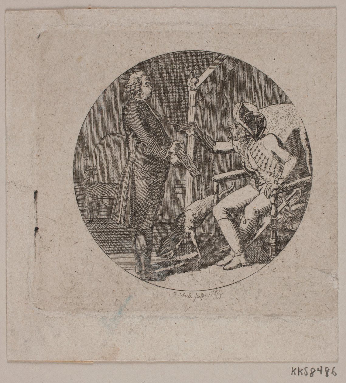 Vignette with Priest and Elderly Man by Georg Christian Schule