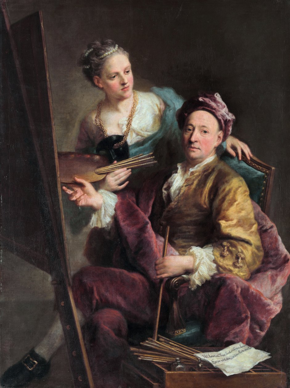 Self-portrait of the Artist with his Daughter Antonia by Georg Desmarees