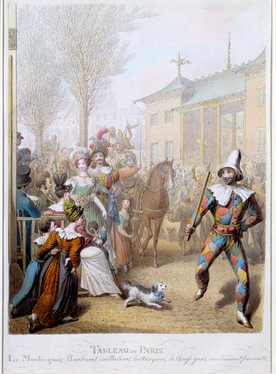 Le Mardi Gras on the Boulevard des Italians in Paris by Georg Emanuel Opitz