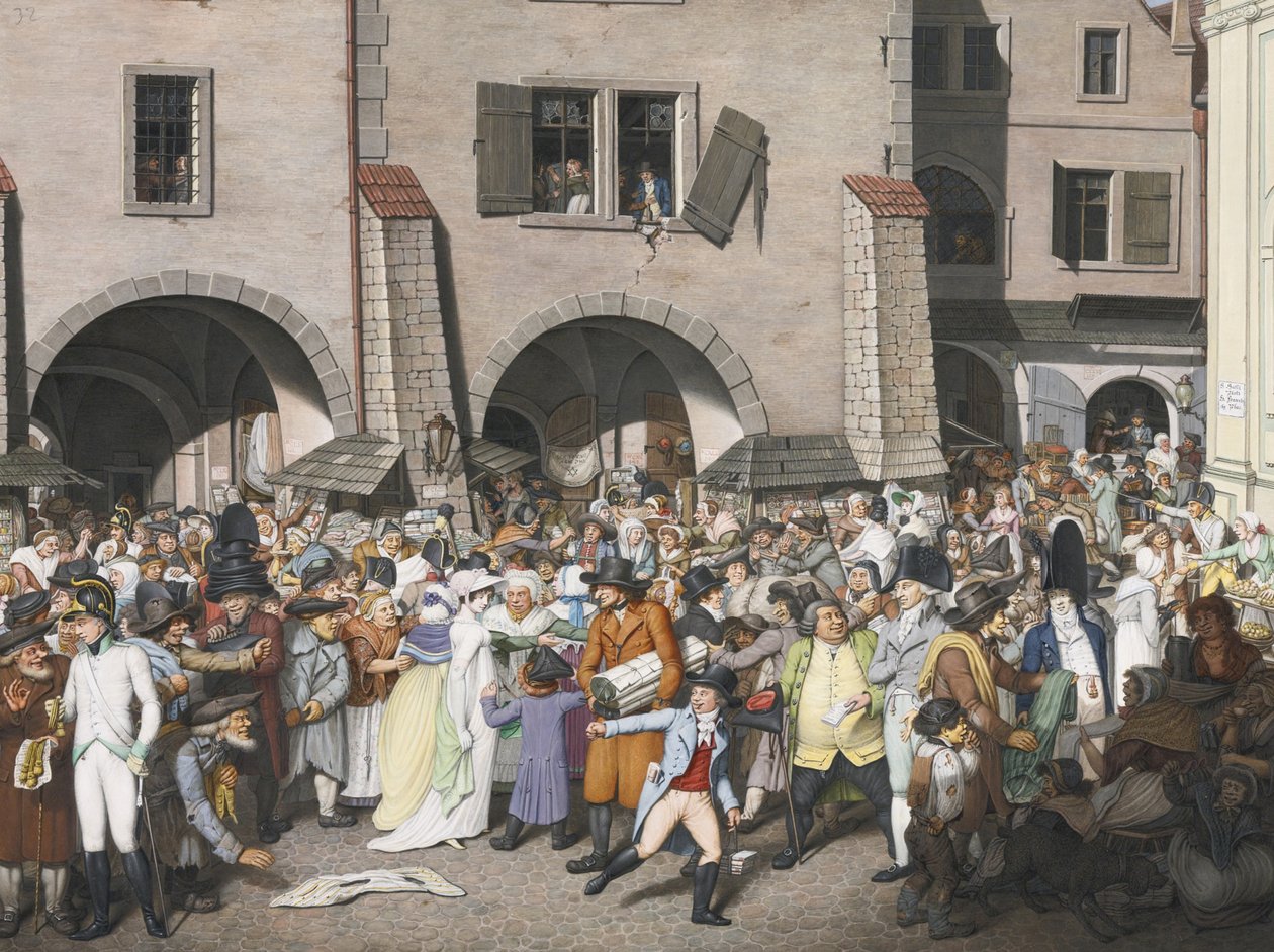 Bustling Marketplace, Prague by Georg Emanuel Opiz