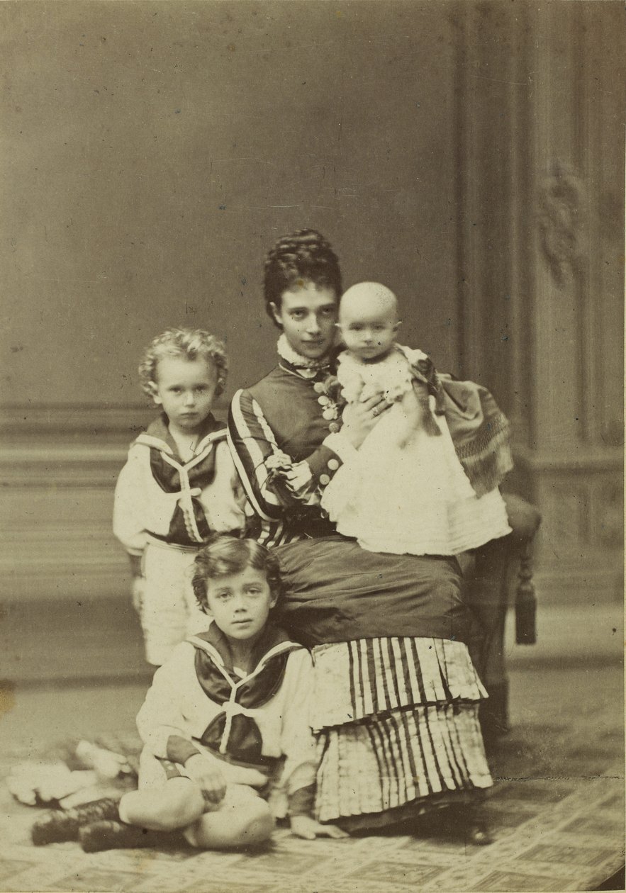 Grand Duchess Maria Fyodorovna with children, Nicholas Alexandrovich, George by Georg Emil Hansen