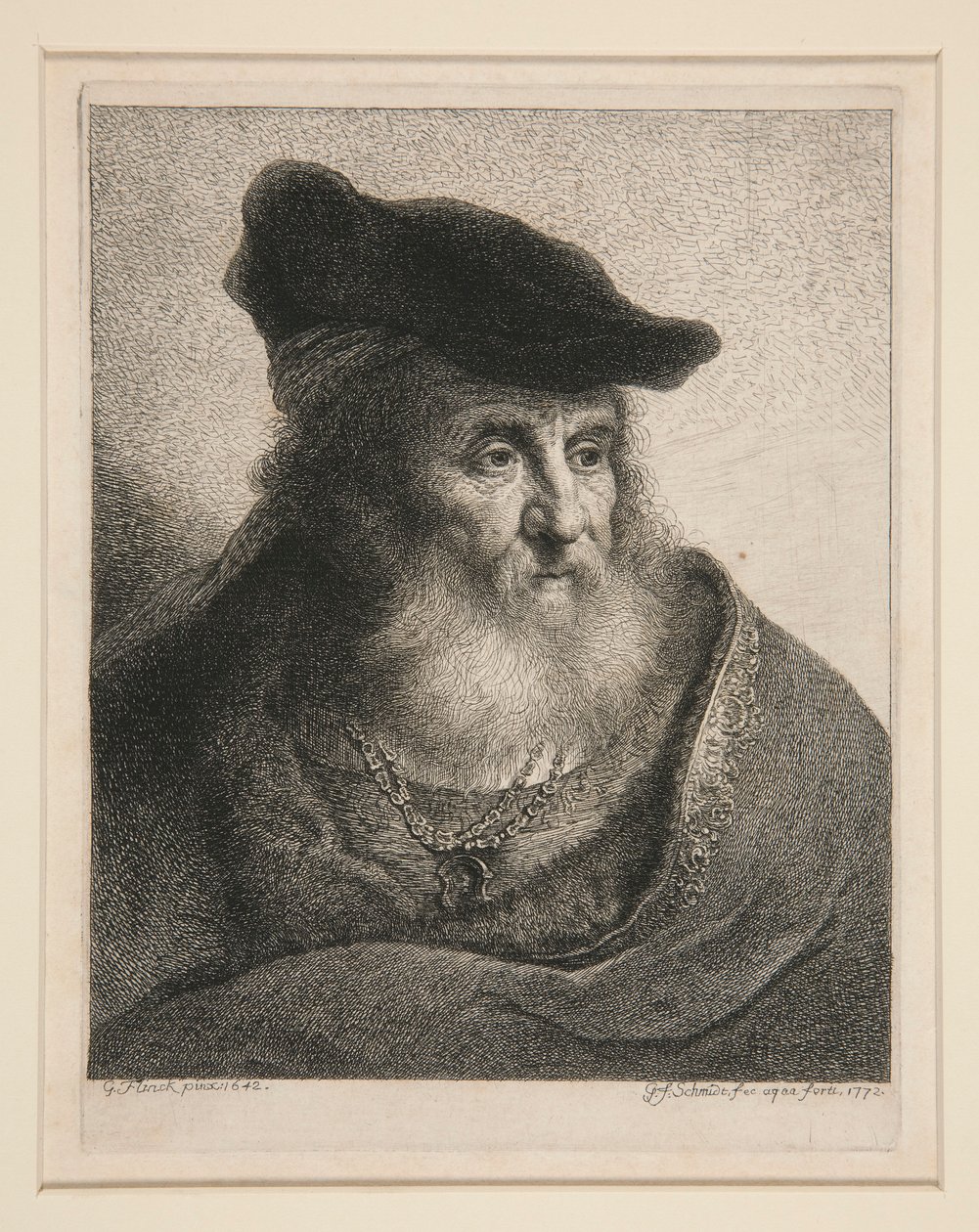 Head of a Bearded Man in Velvet Cap by Georg Friedrich Schmidt
